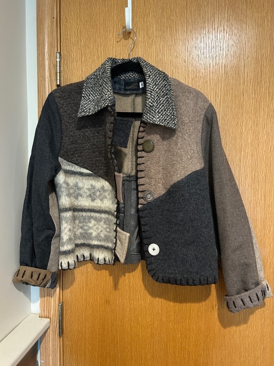 Baabaazuzu Jackets & Blazers - Patchwork Wool Jacket in Brown & Gray - baabaa Zuzu